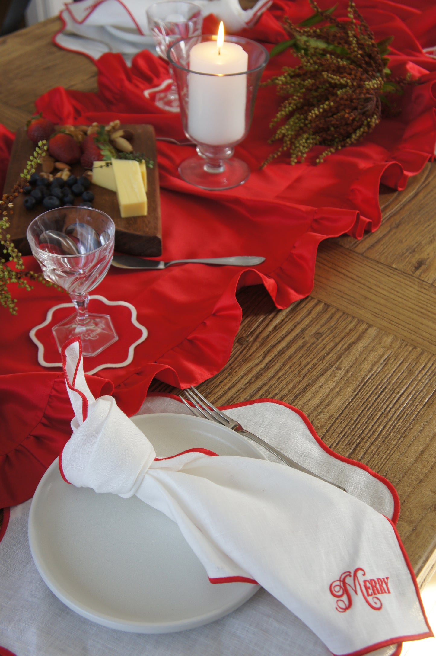 Satin Table Runner - Red