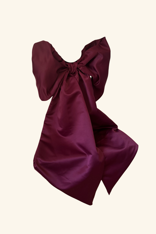 Giant Satin Bow - Red Wine