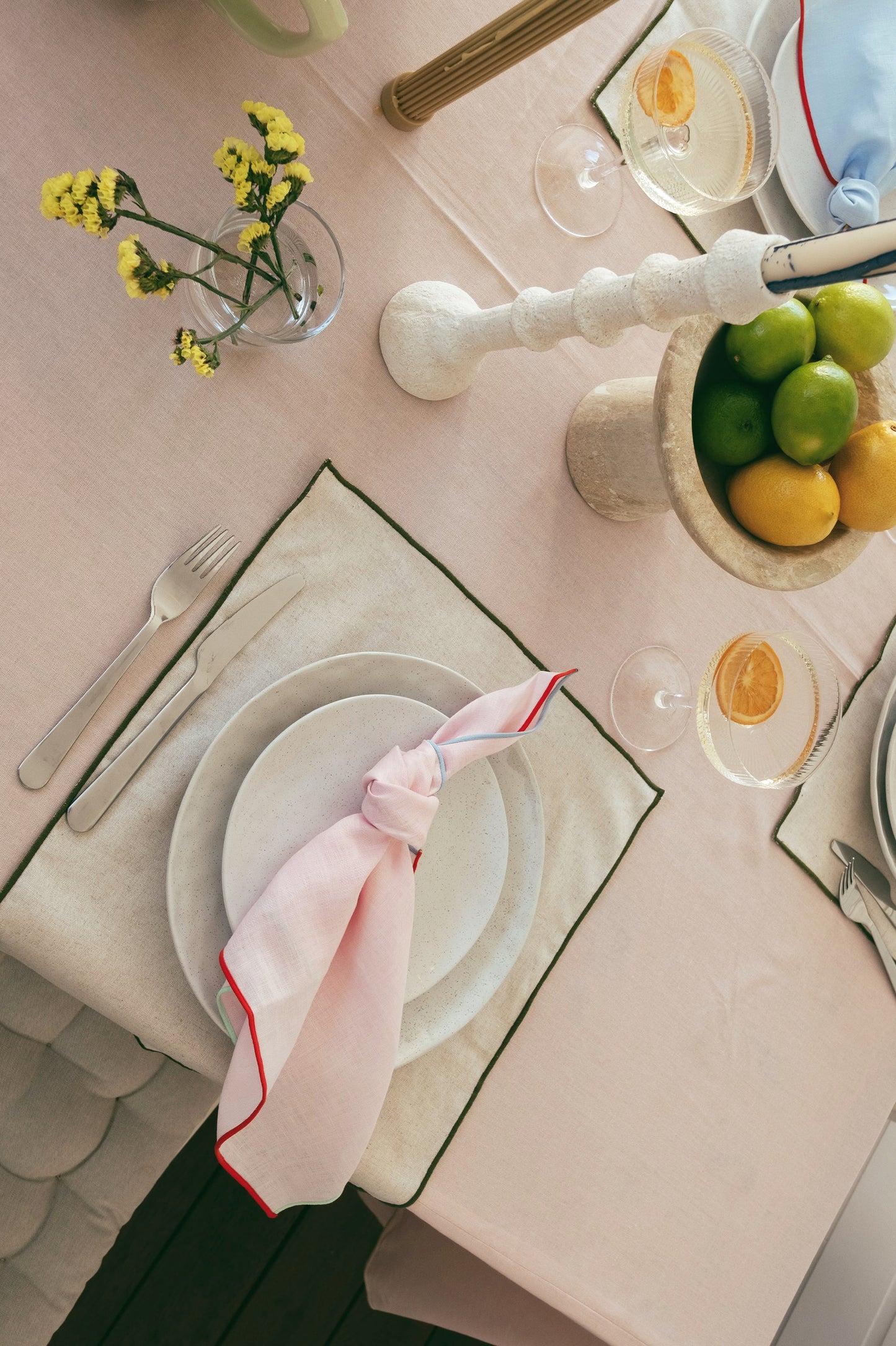 Sherbet Trim Napkins - Pink
