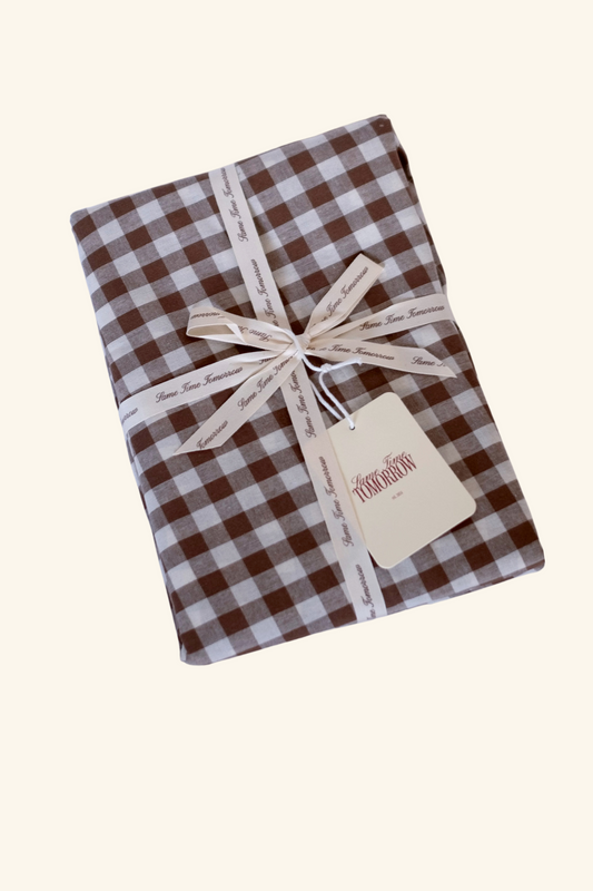 Round Tablecloth - Choc Gingham