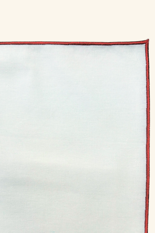 Line Placemat - White/Red Piping