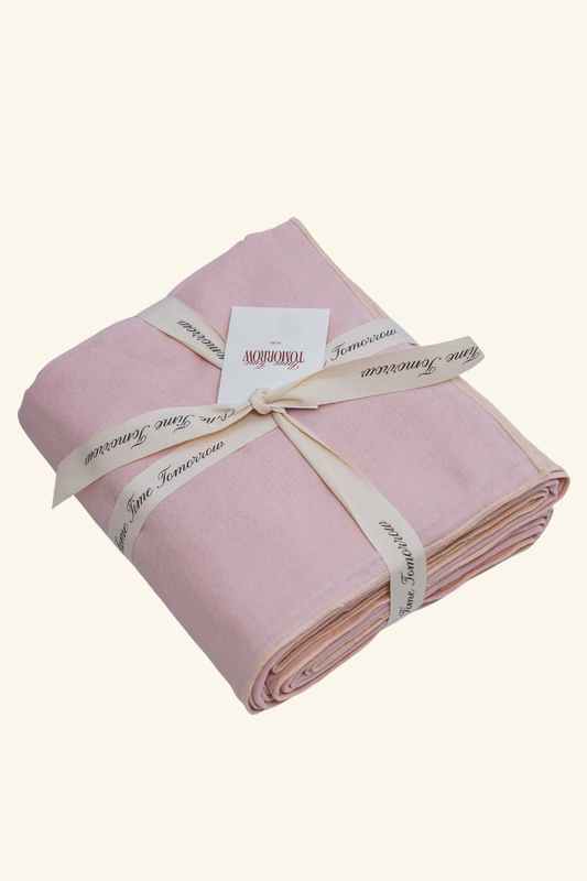 Line Tablecloth - Soft Pink/Cream Piping