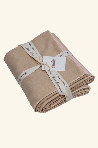 Line Tablecloth - Warm Beige/Cream Piping