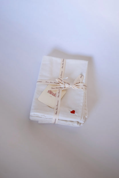 Mini Heart Napkin - Red