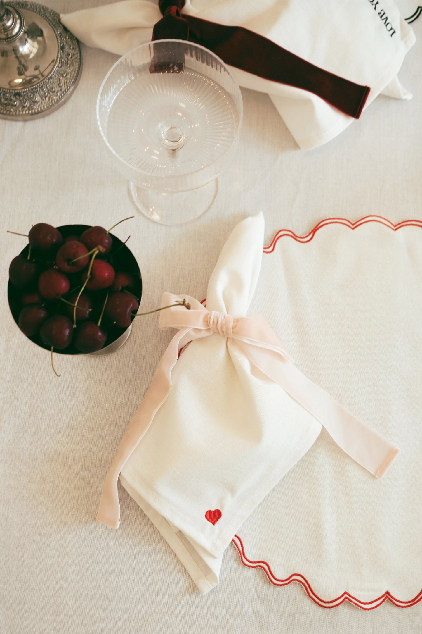 Mini Heart Napkin - Red