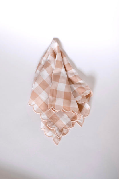 Scallop Napkin - Beige Checker