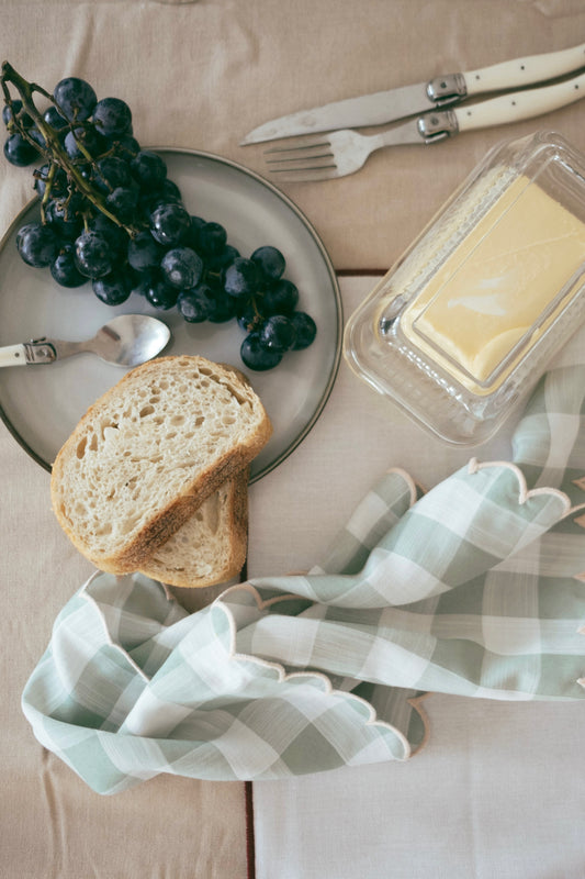 Scallop Napkin - Sage Checker
