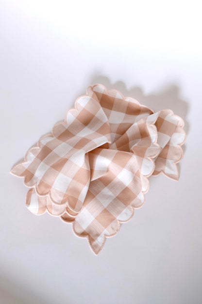 Scallop Napkin - Beige Checker