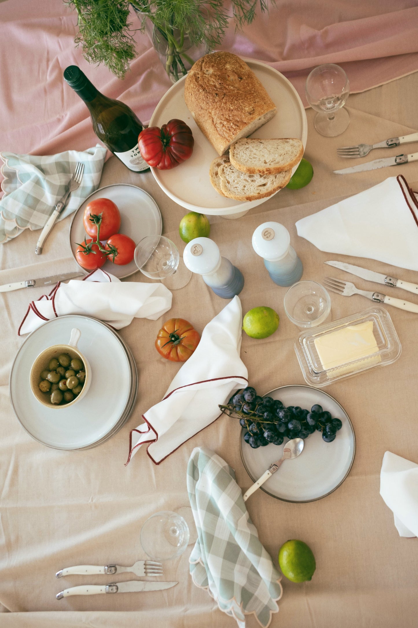 Scallop Napkin - Sage Checker
