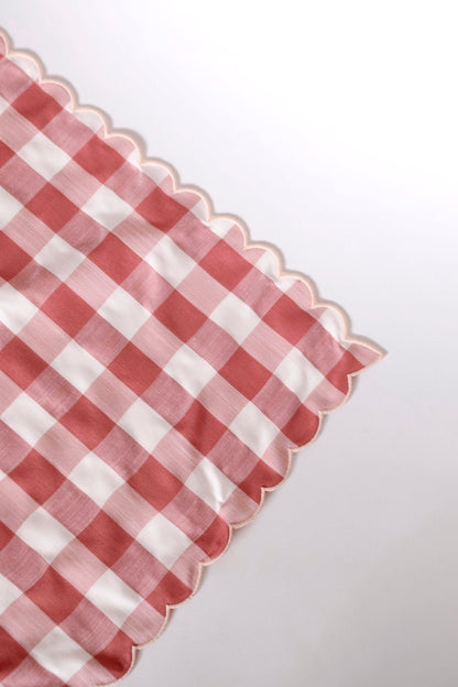 Scallop Napkin - Rose Checker