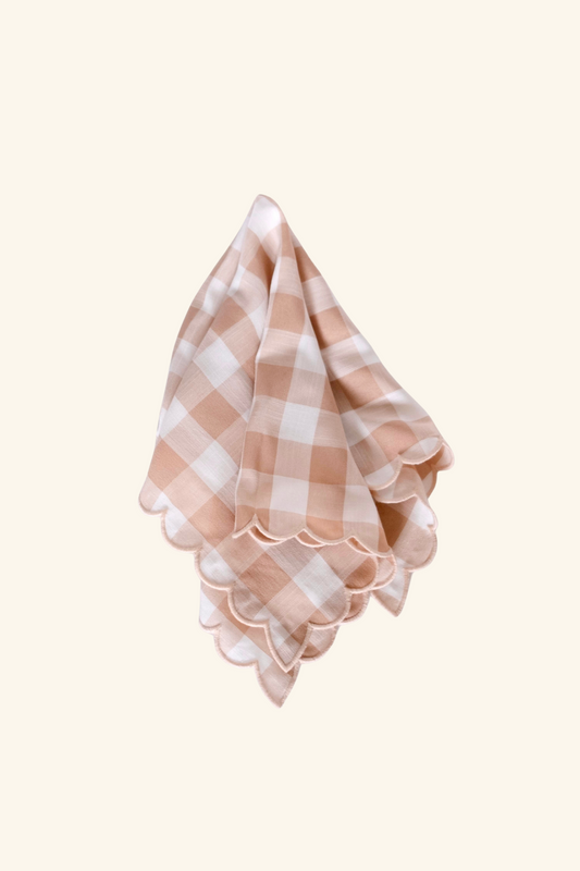 Scallop Napkin - Beige Checker