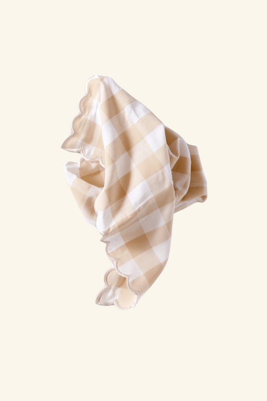Scallop Napkin - Beige Checker