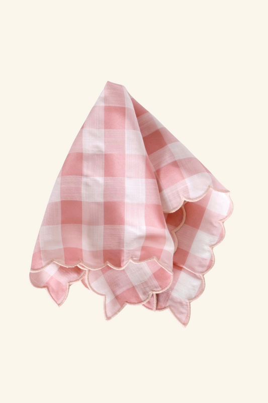 Scallop Napkin - Pink Checker