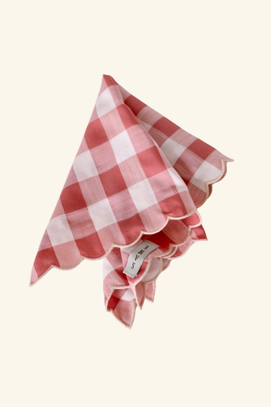 Scallop Napkin - Rose Checker