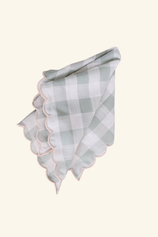Scallop Napkin - Sage Checker
