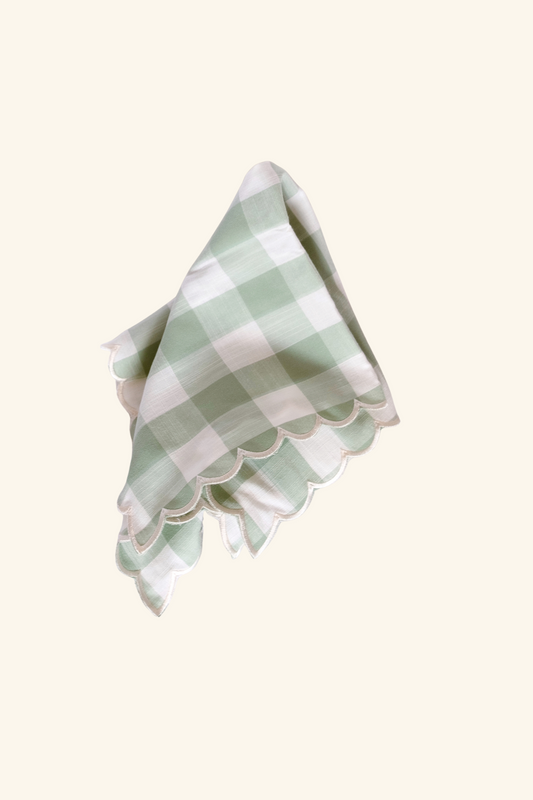 Scallop Napkin - Sage Checker